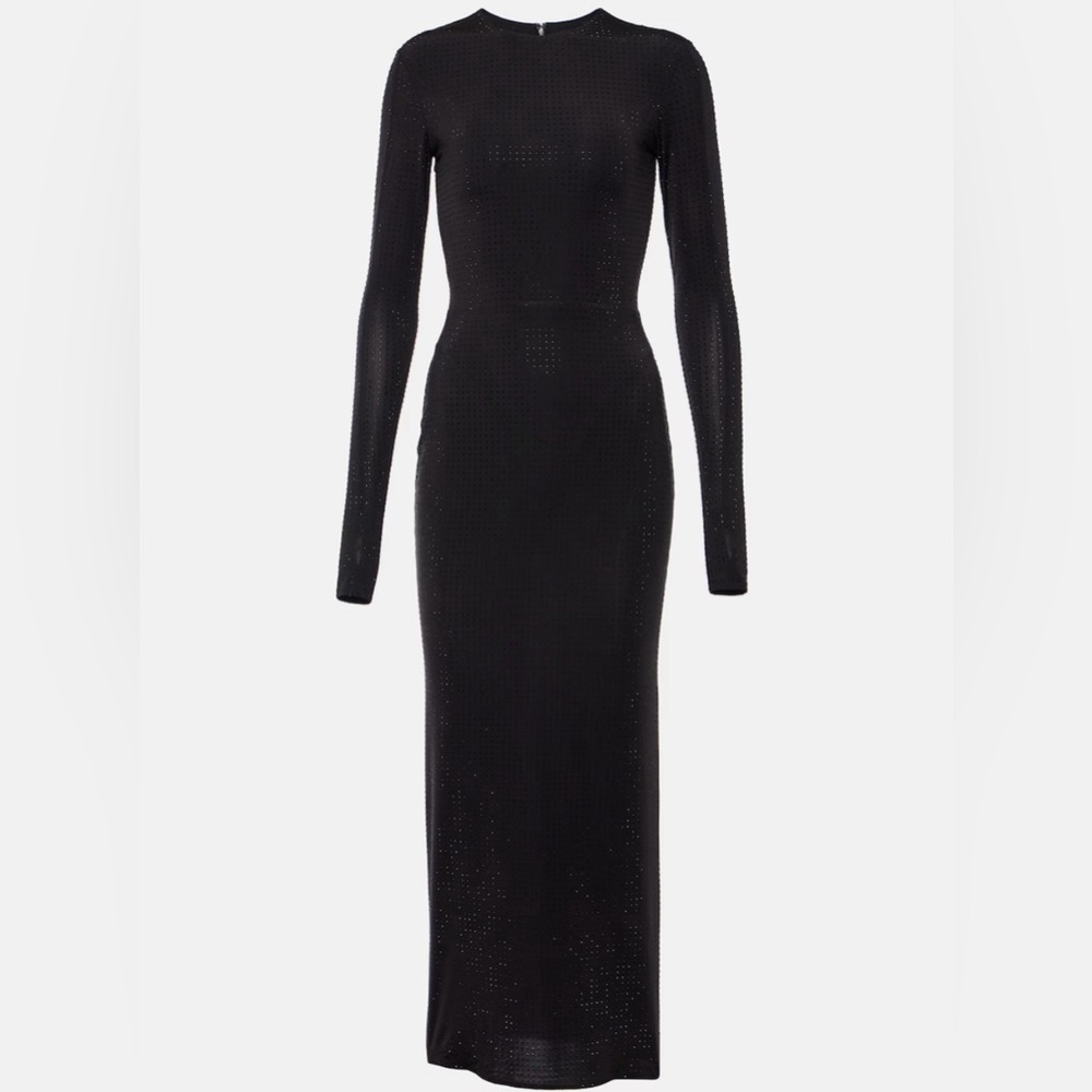 Crystal-embellished jersey maxi dress